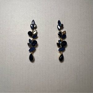 Elegant Gold and Blue Leaf Earrings